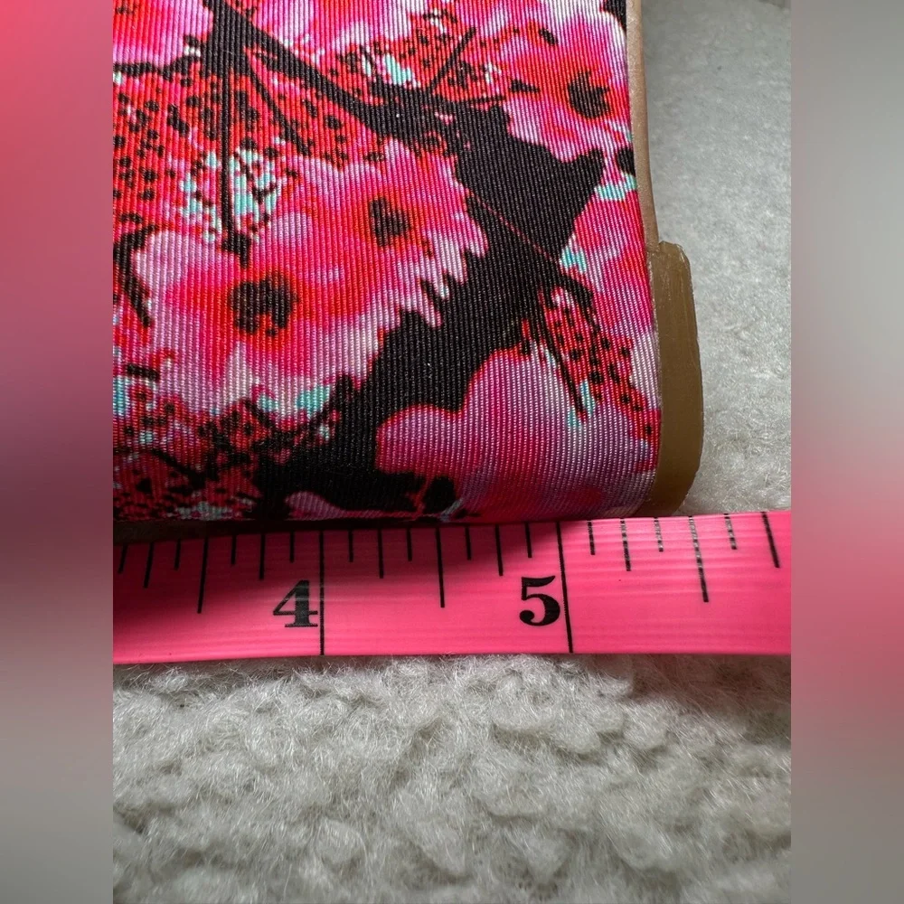 Kirna Zabete wedge platform pink floral flowers ballerina satin leg wrap tie bow